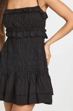 Robe Courte À Effet Lin Froncé Avec Ourlet À Volants