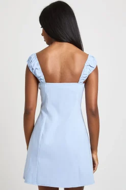 Robe Courte En Bengaline À Manches Courtes Avec Détail Poitrine Structuré