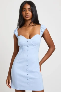 Robe Courte En Bengaline À Manches Courtes Avec Détail Poitrine Structuré
