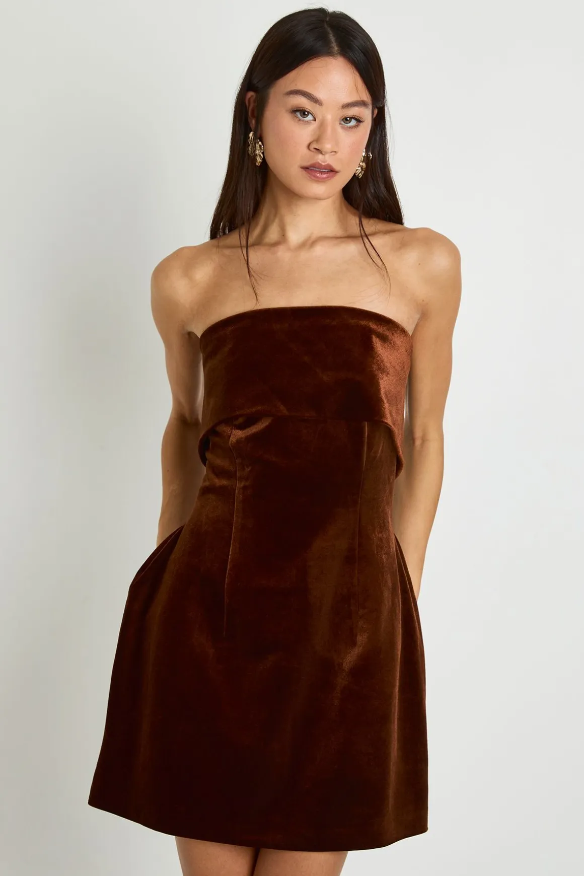 Robe Courte En Crêpe À Encolure Bardot En Velours Pour Grande Taille
