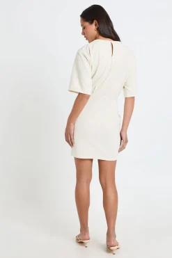 boohoo Robe Courte En Crêpe Jersey À Manches Mi-longues<Femme Robes Moulantes|Robes