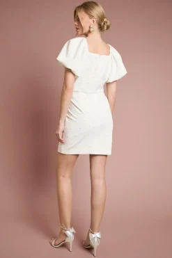 Oasis Robe Courte En Crêpe À Manches Bouffantes Ornée De Perles Et Nœuds<Femme Robes|Toutes Les Robes