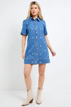Robe Courte En Denim Avec Nœud Devant