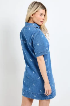 Robe Courte En Denim Avec Nœud Devant
