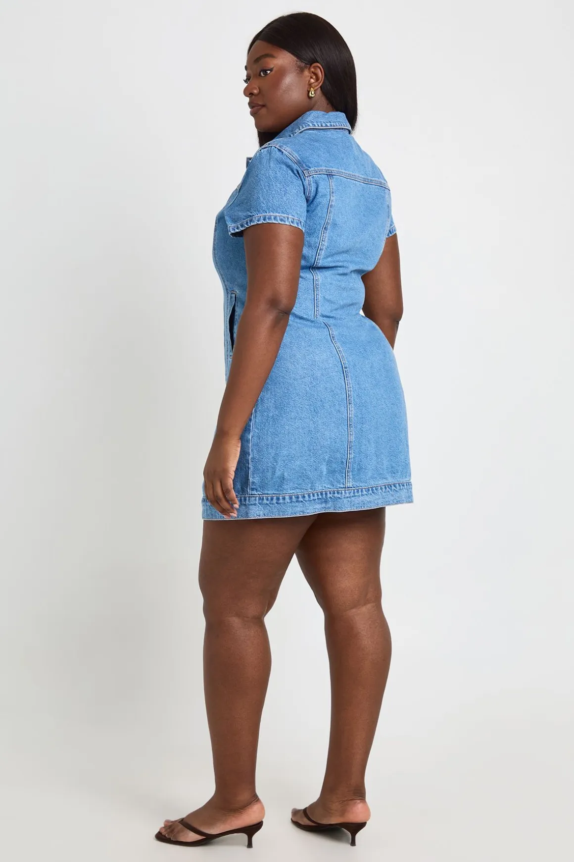 Robe Courte En Denim À Manches Courtes D'inspiration Western