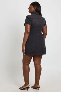 Robe Courte En Denim À Manches Courtes Style Western Plus