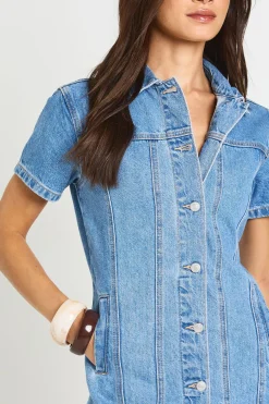 Robe Courte En Denim Western À Manches Courtes Pour Grandes Tailles