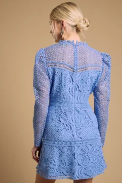 Robe Courte En Dentelle Contrastée