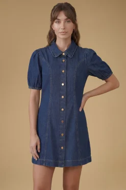 Oasis Robe Courte En Jean À Manches Bouffantes<Femme Denim|Denim