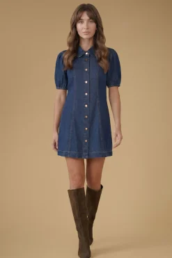 Oasis Robe Courte En Jean À Manches Bouffantes<Femme Denim|Denim