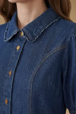 Oasis Robe Courte En Jean À Manches Bouffantes<Femme Denim|Denim