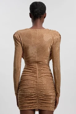 Robe Courte En Jersey À Col Bénitier Ornée De Cristaux Premium