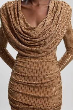 Robe Courte En Jersey À Col Bénitier Ornée De Cristaux Premium