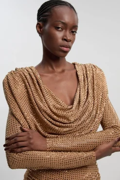 Robe Courte En Jersey À Col Bénitier Ornée De Cristaux Premium