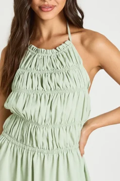 Robe Courte En Mousseline À Dos Nu Avec Fronces