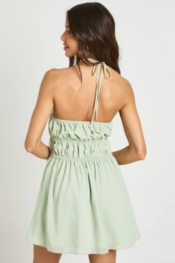 Robe Courte En Mousseline À Dos Nu Avec Fronces