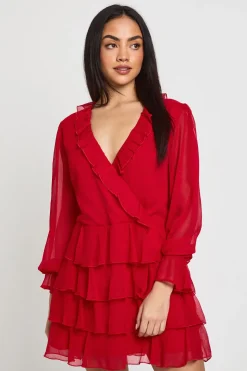 Robe Courte En Mousseline À Détails Volantés