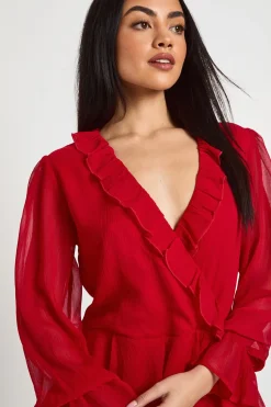 Robe Courte En Mousseline À Détails Volantés