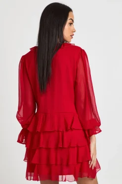 Robe Courte En Mousseline À Détails Volantés