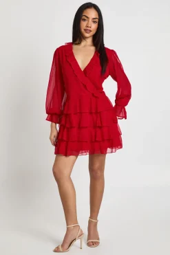 Robe Courte En Mousseline À Détails Volantés