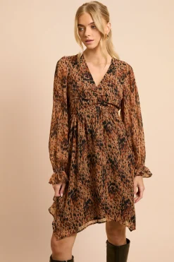 Dorothy Perkins Robe Courte En Mousseline Imprimée Motif Animal Avec Ourlet Mouchoir Et Détails Froncés<Femme Toutes Les Robes|Robes D’Automne