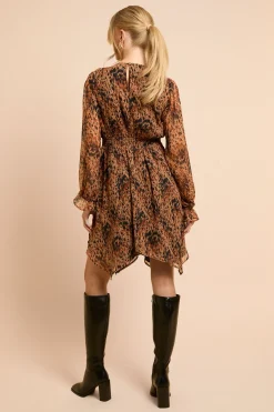 Dorothy Perkins Robe Courte En Mousseline Imprimée Motif Animal Avec Ourlet Mouchoir Et Détails Froncés<Femme Toutes Les Robes|Robes D’Automne