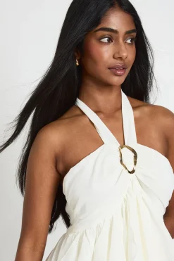boohoo Robe Courte En Mousseline À Volants Superposés Et Finitions Dorées<Femme Robes Mi-Longues|Robes