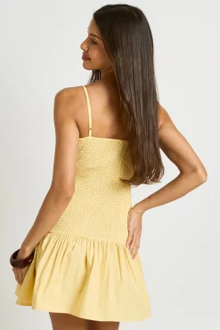Robe Courte En Popeline À Corsage Froncé