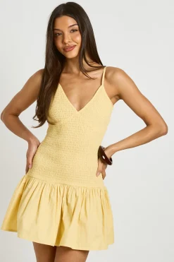 Robe Courte En Popeline À Corsage Froncé