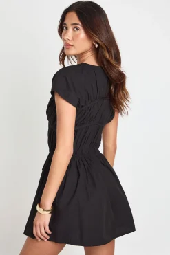 Robe Courte En Popeline De Coton Avec Fronces Devant Et Lien À Nouer