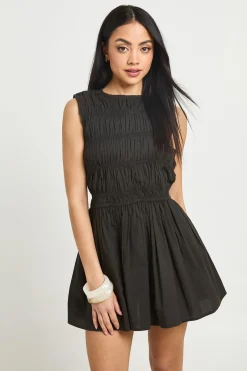 Robe Courte En Popeline De Coton Froncée