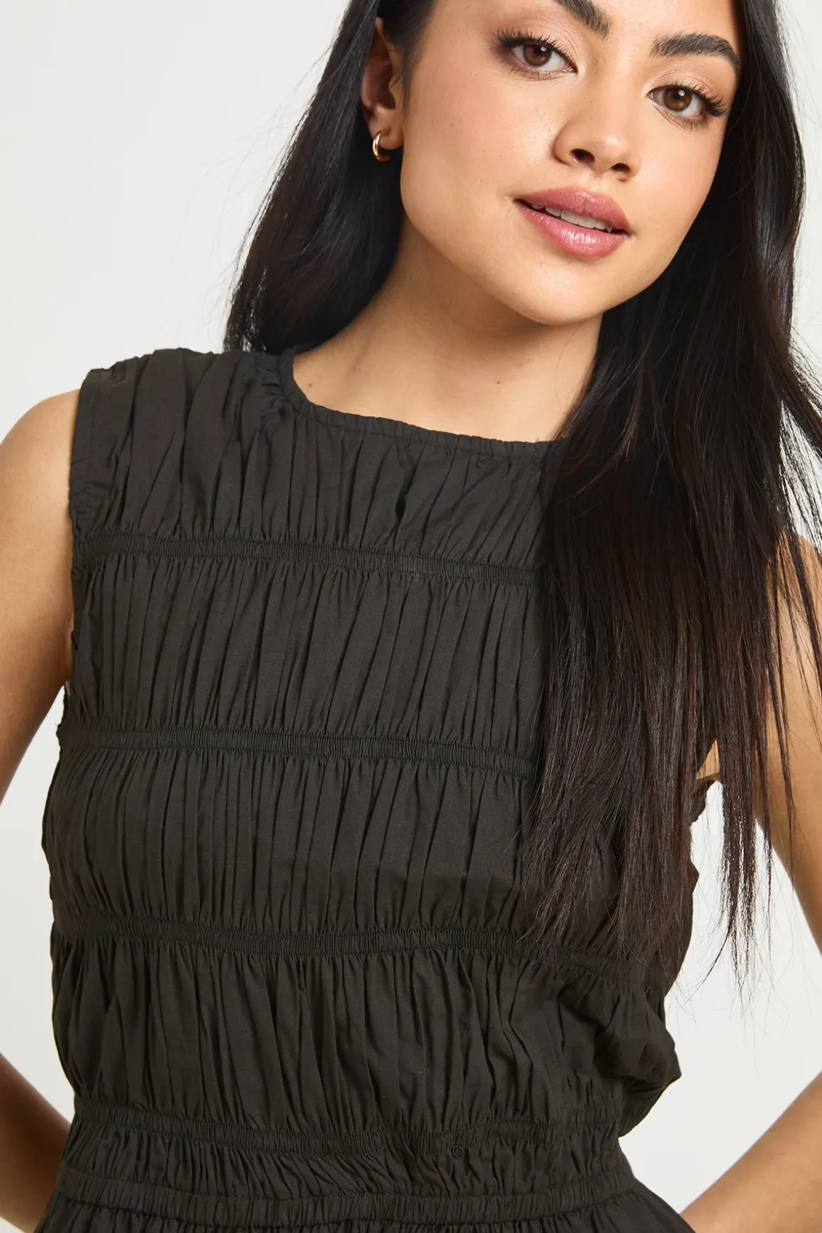 Robe Courte En Popeline De Coton Froncée