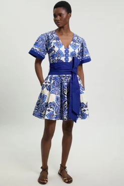 KarenMillen Robe Courte En Popeline De Coton À Imprimé Carreaux<Femme Robes|Toutes Les Robes