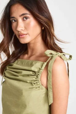 Robe Courte En Popeline À Épaules Nouées
