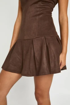 Robe Courte En Synthétique À Ourlet Plissé