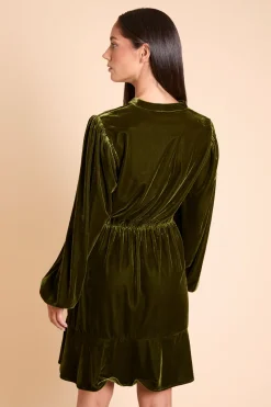 Robe Courte En Velours À Col Et Boutonnage Devant