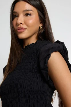 Robe Courte Froncée Avec Ourlet Broderie Anglaise