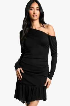 Robe Courte Froncée En Mesh Effet Brûlé