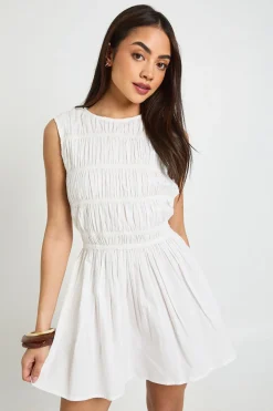 Robe Courte Froncée En Popeline De Coton