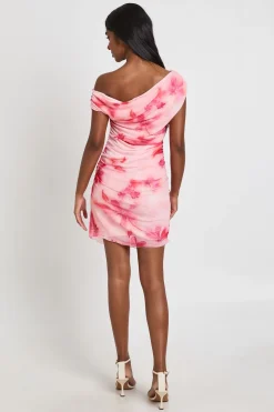 Robe Courte Froncée À Imprimé Fleuri