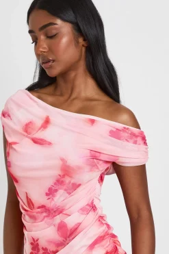Robe Courte Froncée À Imprimé Fleuri