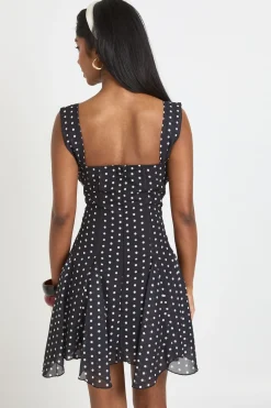 Robe Courte À Godets Et Pois