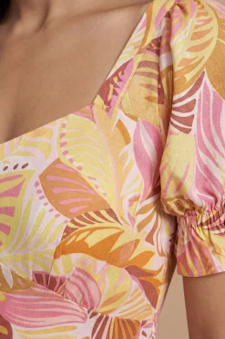 Dorothy Perkins Robe Courte Imprimée À Encolure Cœur Et Manches Bouffantes Petite<Femme Robes|Toutes Les Robes