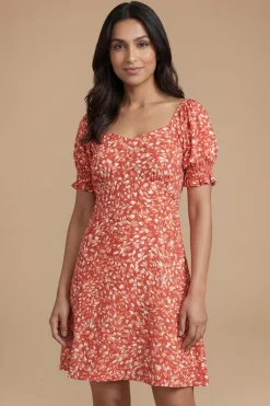 Dorothy Perkins Robe Courte Imprimée À Encolure Cœur Et Manches Bouffantes Petite<Femme Robes|Toutes Les Robes