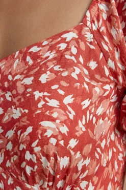 Dorothy Perkins Robe Courte Imprimée À Encolure Cœur Et Manches Bouffantes Petite<Femme Robes|Toutes Les Robes