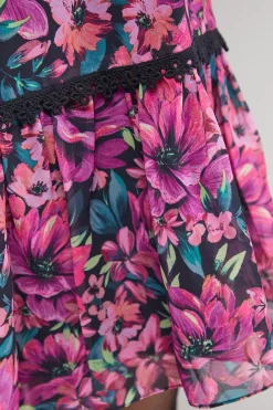 Oasis Robe Courte Imprimée à Manches Bouffantes et Dos Noué<Femme Robes Bohème|Robes À Manches Longues