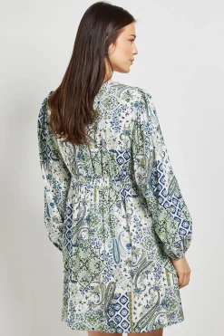 Dorothy Perkins Robe Courte Imprimée À Manches Longues Avec Bordure En Dentelle Motif Cachemire<Femme Satin Et Dentelle|Robes À Manches Longues