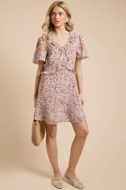 Dorothy Perkins Robe Courte Imprimée À Manches Volantées Et Nœud Devant<Femme Robes|Toutes Les Robes