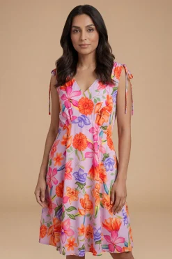 Dorothy Perkins Robe Courte Imprimée À Motif Violet Avec Détails De Couture Et Cordon De Serrage<Femme Robes|Toutes Les Robes