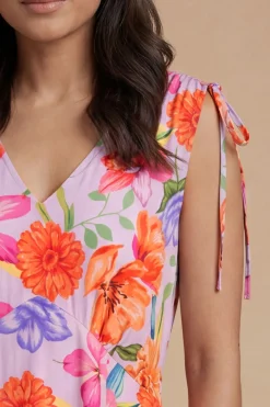 Dorothy Perkins Robe Courte Imprimée À Motif Violet Avec Détails De Couture Et Cordon De Serrage<Femme Robes|Toutes Les Robes